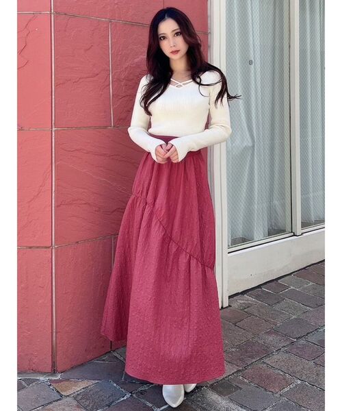 RESEXXY（リゼクシー）の「デコルテクロスニットトップス（ニット/セーター・レディース・ブラック/ホワイト/ピンク/ブルー・FREE）」の21枚目の写真