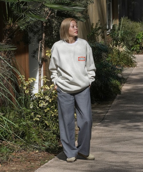 【セール】CREW/ROIAL(ロイアル)リラックスサイジングアメリカングラフィックバックプリント長袖スウェットトレーナー（スウェット）｜roial（ロイアル）