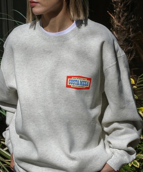 【セール】CREW/ROIAL(ロイアル)リラックスサイジングアメリカングラフィックバックプリント長袖スウェットトレーナー（スウェット）｜roial（ロイアル）