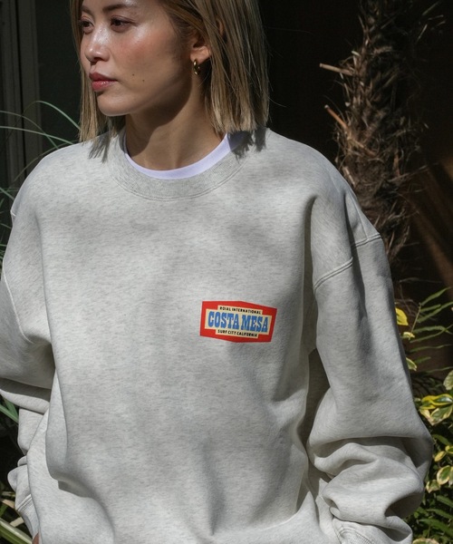 【セール】CREW/ROIAL(ロイアル)リラックスサイジングアメリカングラフィックバックプリント長袖スウェットトレーナー（スウェット）｜roial（ロイアル）