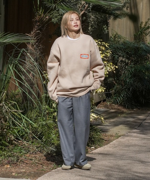 【セール】CREW/ROIAL(ロイアル)リラックスサイジングアメリカングラフィックバックプリント長袖スウェットトレーナー（スウェット）｜roial（ロイアル）