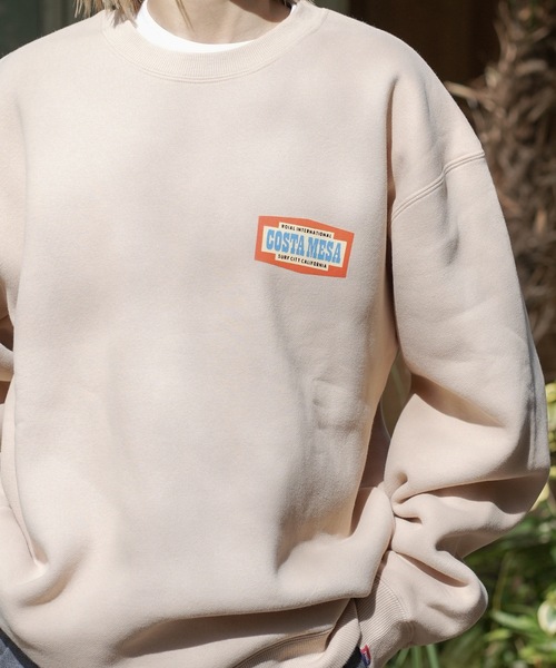 【セール】CREW/ROIAL(ロイアル)リラックスサイジングアメリカングラフィックバックプリント長袖スウェットトレーナー（スウェット）｜roial（ロイアル）