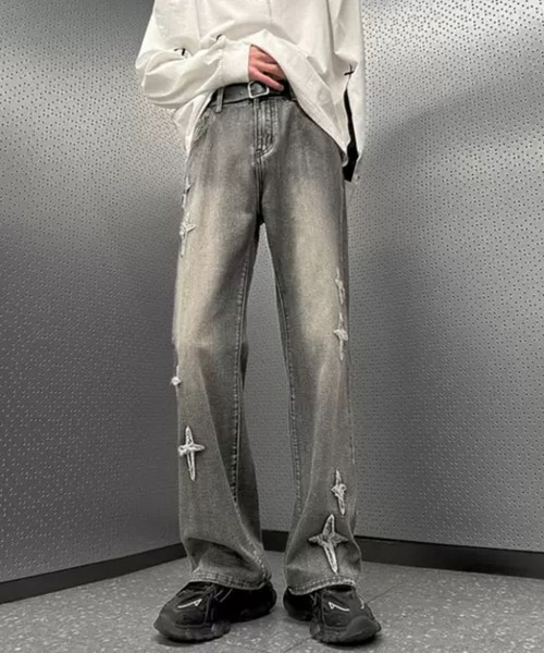 Theater code(シアターコード)の「▲cross loose denim pants / クロス ルーズ デニムパンツ(デニムパンツ・メンズ・グレー/ブルー・2/3)」の2枚目の写真