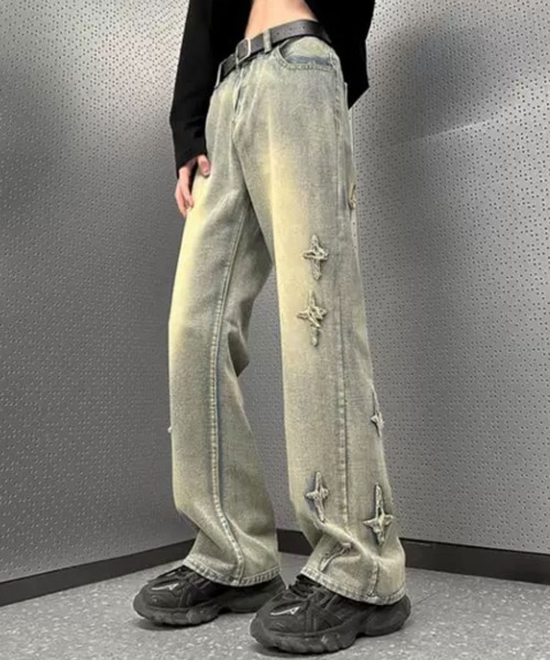 Theater code(シアターコード)の「▲cross loose denim pants / クロス ルーズ デニムパンツ(デニムパンツ・メンズ・グレー/ブルー・2/3)」の1枚目の写真