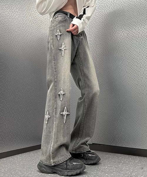 Theater code(シアターコード)の「▲cross loose denim pants / クロス ルーズ デニムパンツ(デニムパンツ・メンズ・グレー/ブルー・2/3)」の9枚目の写真