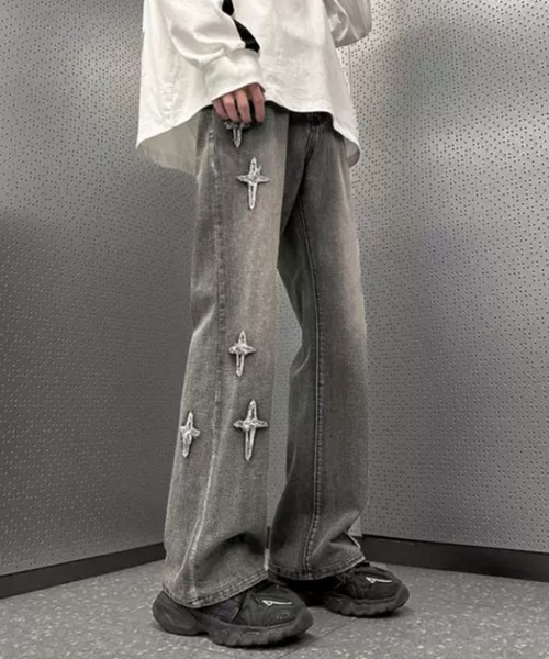 Theater code(シアターコード)の「▲cross loose denim pants / クロス ルーズ デニムパンツ(デニムパンツ・メンズ・グレー/ブルー・2/3)」の10枚目の写真