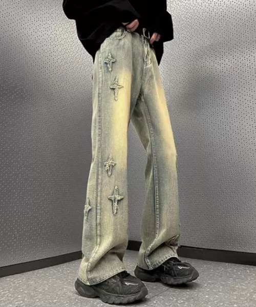 Theater code(シアターコード)の「▲cross loose denim pants / クロス ルーズ デニムパンツ(デニムパンツ・メンズ・グレー/ブルー・2/3)」の3枚目の写真