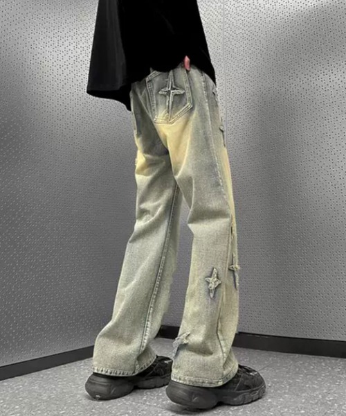 Theater code(シアターコード)の「▲cross loose denim pants / クロス ルーズ デニムパンツ(デニムパンツ・メンズ・グレー/ブルー・2/3)」の4枚目の写真
