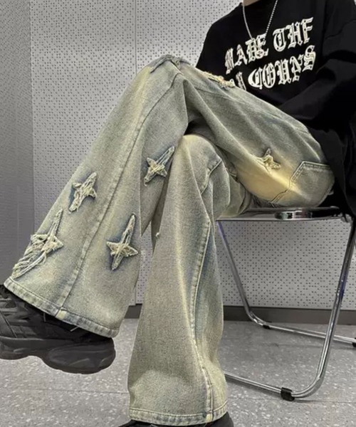 Theater code(シアターコード)の「▲cross loose denim pants / クロス ルーズ デニムパンツ(デニムパンツ・メンズ・グレー/ブルー・2/3)」の6枚目の写真
