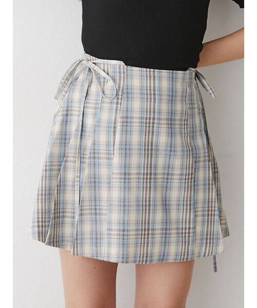 jouetie(ジュエティ)の「リボンプリーツミニスカパン【セットアップ対応】(スカート・レディース・その他1/ブラック/グレー・MEDIUM)」の1枚目の写真