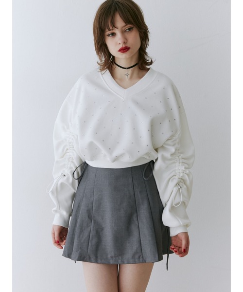 jouetie(ジュエティ)の「リボンプリーツミニスカパン【セットアップ対応】(スカート・レディース・その他1/ブラック/グレー・MEDIUM)」の12枚目の写真