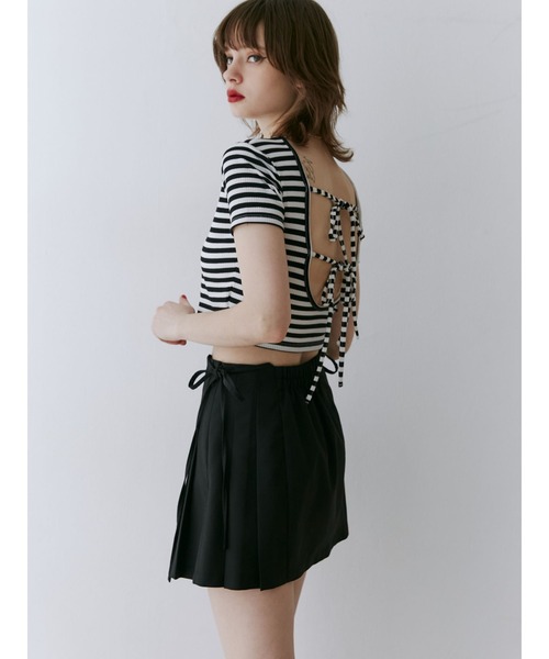 jouetie(ジュエティ)の「リボンプリーツミニスカパン【セットアップ対応】(スカート・レディース・その他1/ブラック/グレー・MEDIUM)」の6枚目の写真