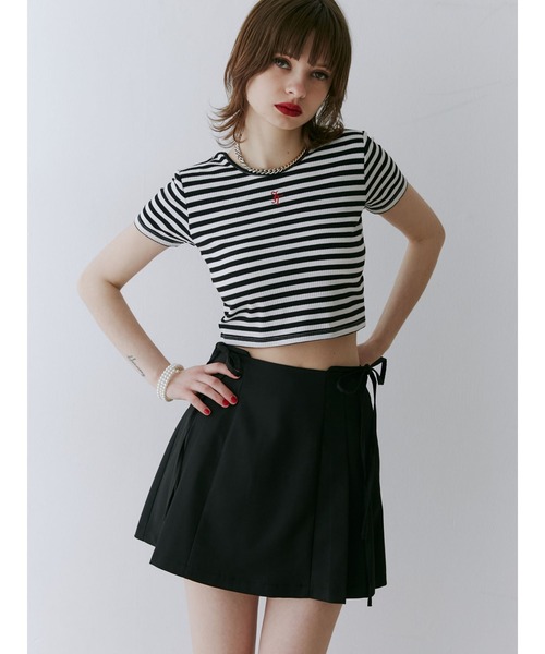 jouetie(ジュエティ)の「リボンプリーツミニスカパン【セットアップ対応】(スカート・レディース・その他1/ブラック/グレー・MEDIUM)」の4枚目の写真