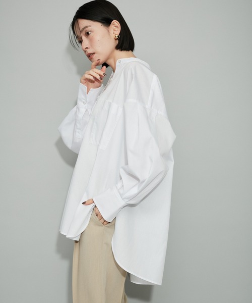 ADAM ET ROPE'(アダムエロペ)の「【一部サイト限定】TCブロードバンドシャツ(シャツ/ブラウス・レディース・ダークグリーン/ブラック系その他/オフホワイト/ブルー系その他4/ブルー系その他5/ピンク・FREE)」の9枚目の写真