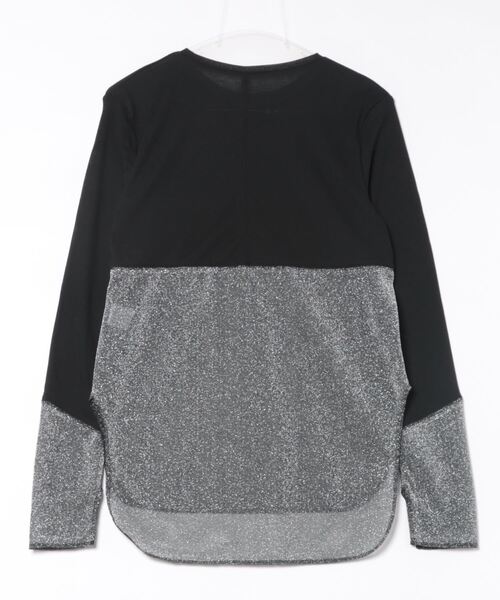 PICCIN（ピッチン）の「【WEB限定】シアーテレコラメ切替え長袖カットソー（Tシャツ/カットソー・レディース・オフホワイト/ブラック・M）」の3枚目の写真