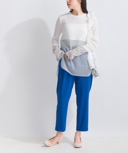 PICCIN（ピッチン）の「【WEB限定】シアーテレコラメ切替え長袖カットソー（Tシャツ/カットソー・レディース・オフホワイト/ブラック・M）」の19枚目の写真