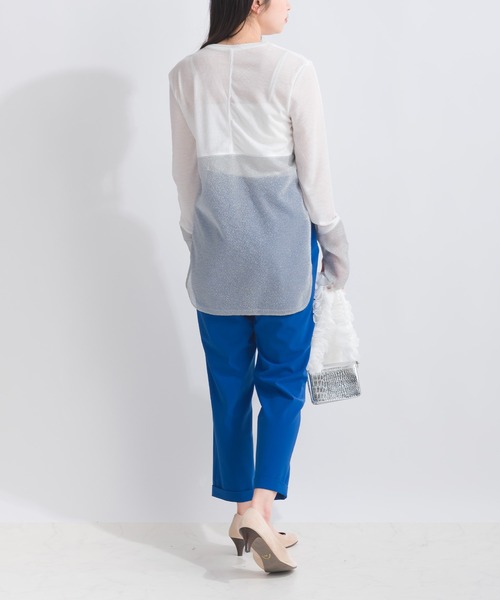 PICCIN（ピッチン）の「【WEB限定】シアーテレコラメ切替え長袖カットソー（Tシャツ/カットソー・レディース・オフホワイト/ブラック・M）」の20枚目の写真