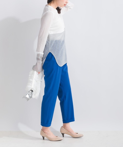 PICCIN（ピッチン）の「【WEB限定】シアーテレコラメ切替え長袖カットソー（Tシャツ/カットソー・レディース・オフホワイト/ブラック・M）」の21枚目の写真