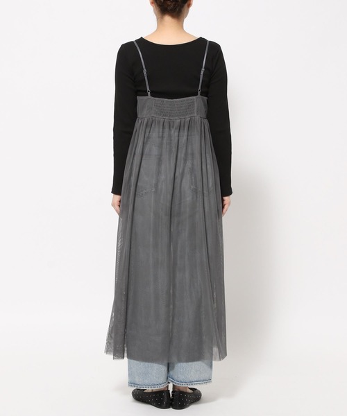 LOWRYS FARM（ローリーズファーム）の「チュールキャミワンピース 103261（ワンピース・レディース・ホワイト/チャコールグレー/ライトベージュ/ベージュ/ブラック・FREE）」の8枚目の写真