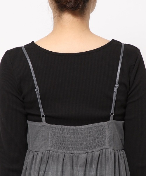 LOWRYS FARM（ローリーズファーム）の「チュールキャミワンピース 103261（ワンピース・レディース・ホワイト/チャコールグレー/ライトベージュ/ベージュ/ブラック・FREE）」の9枚目の写真