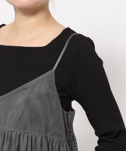 LOWRYS FARM（ローリーズファーム）の「チュールキャミワンピース 103261（ワンピース・レディース・ホワイト/チャコールグレー/ライトベージュ/ベージュ/ブラック・FREE）」の11枚目の写真