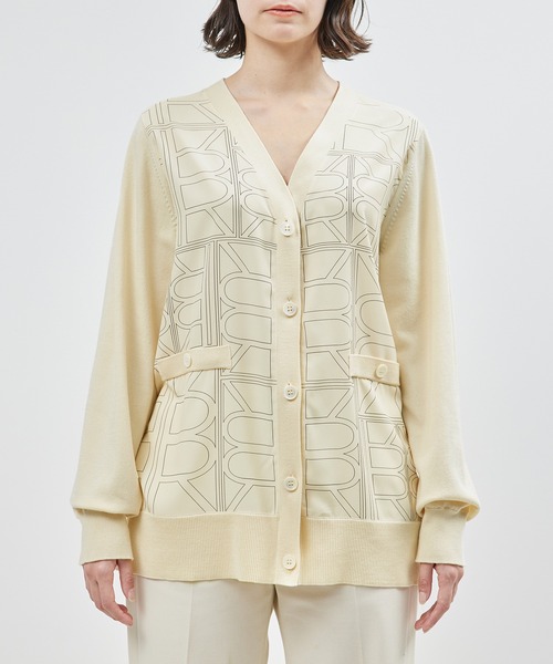 ROPE'(ロペ)の「【雑誌掲載】モノグラムプリントドッキングカーディガン【セットアップ対応】(カーディガン/ボレロ・レディース・ブラック/キナリ・FREE)」の6枚目の写真