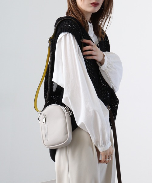 FUNALIVE（ファンアライブ）の「Pisoraro カラーコンビ　エコバッグ付スマホポシェット（ショルダーバッグ・レディース・ブラック/アイボリー・FREE）」の21枚目の写真