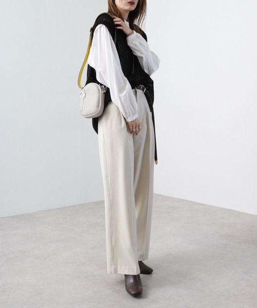 FUNALIVE（ファンアライブ）の「Pisoraro カラーコンビ　エコバッグ付スマホポシェット（ショルダーバッグ・レディース・ブラック/アイボリー・FREE）」の22枚目の写真