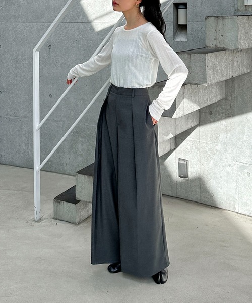 mume ヌメ　日本製　美品　タックパンツ セール】深タックスーパーワイドパンツ（その他パンツ）｜feepur