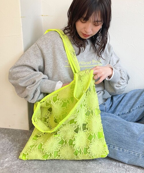 CONTROL FREAK / CTFK(コントロールフリーク)の「【CONTROL FREAK/コントロールフリーク】クロシェ風トートバッグ(トートバッグ・レディース・ライトグリーン/ライトブルー/ブラック・FREE)」の1枚目の写真