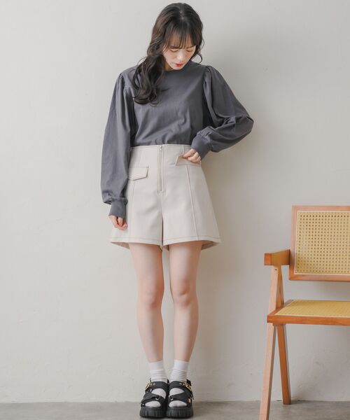 RETRO GIRL（レトロガール）の「配色ステッチフラップSPT（その他パンツ・レディース・ナチュラル/ブラック/ダークグレー・FREE）」の4枚目の写真