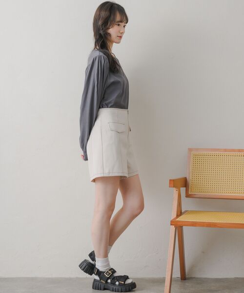 RETRO GIRL（レトロガール）の「配色ステッチフラップSPT（その他パンツ・レディース・ナチュラル/ブラック/ダークグレー・FREE）」の5枚目の写真