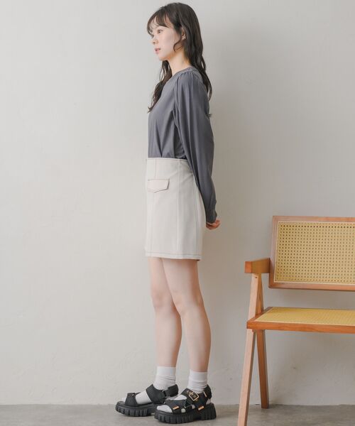 RETRO GIRL（レトロガール）の「配色ステッチフラップSPT（その他パンツ・レディース・ナチュラル/ブラック/ダークグレー・FREE）」の6枚目の写真