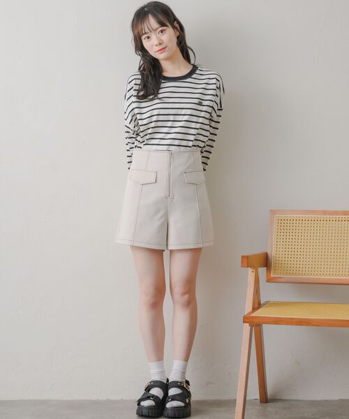 RETRO GIRL（レトロガール）の「配色ステッチフラップSPT（その他パンツ・レディース・ナチュラル/ブラック/ダークグレー・FREE）」の8枚目の写真