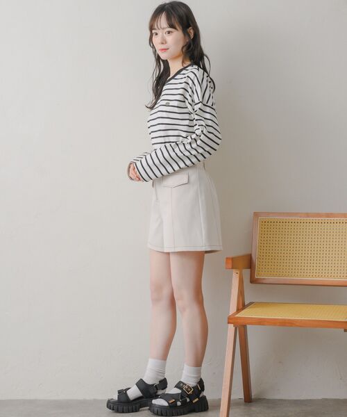 RETRO GIRL（レトロガール）の「配色ステッチフラップSPT（その他パンツ・レディース・ナチュラル/ブラック/ダークグレー・FREE）」の9枚目の写真