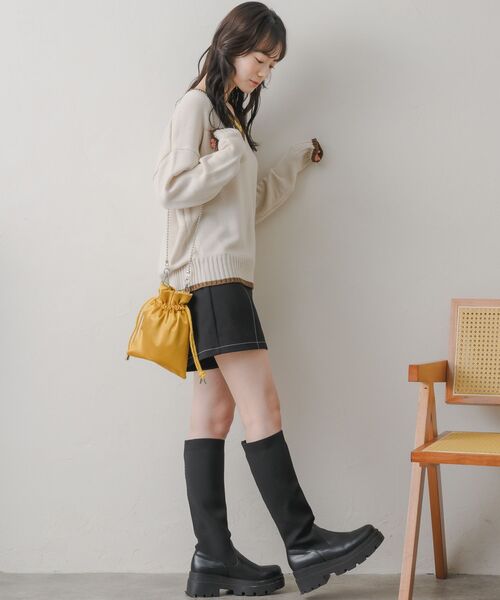 RETRO GIRL（レトロガール）の「配色ステッチフラップSPT（その他パンツ・レディース・ナチュラル/ブラック/ダークグレー・FREE）」の15枚目の写真