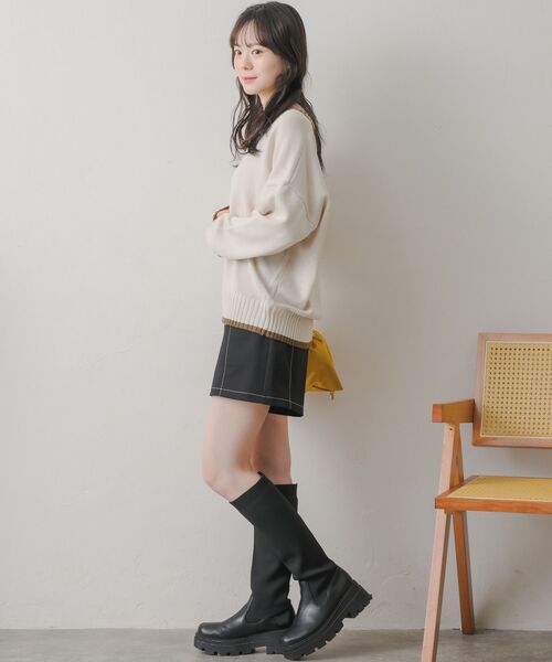 RETRO GIRL（レトロガール）の「配色ステッチフラップSPT（その他パンツ・レディース・ナチュラル/ブラック/ダークグレー・FREE）」の16枚目の写真