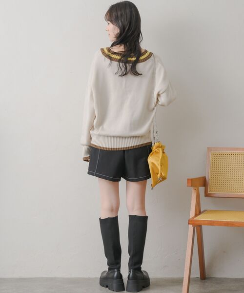 RETRO GIRL（レトロガール）の「配色ステッチフラップSPT（その他パンツ・レディース・ナチュラル/ブラック/ダークグレー・FREE）」の17枚目の写真