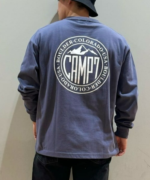CAMP7(キャンプセブン)の「【CAMP7】サークルロゴ長袖Tシャツ 抗菌防臭 サスティナブル ユニセックス ロゴ ロンT(Tシャツ/カットソー・メンズ・ネイビー/ライトベージュ・M/L/XL)」の2枚目の写真