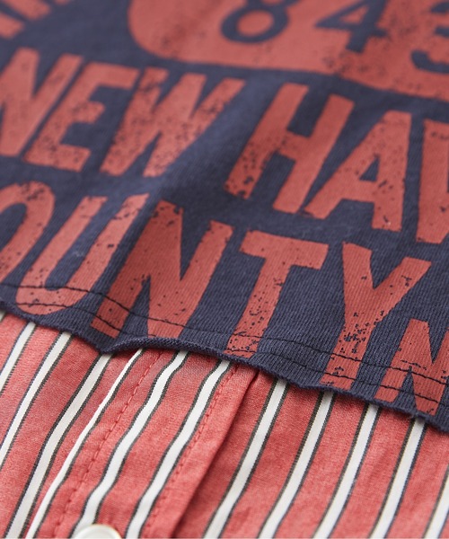 CUBE SUGAR（キューブシュガー）の「OE天竺カットソー×ストライプリメイク風ビッグシャツ（シャツ/ブラウス・レディース・イエロー/レッド/ブルー・M）」の7枚目の写真