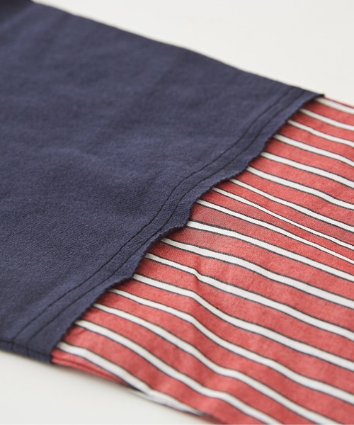 CUBE SUGAR（キューブシュガー）の「OE天竺カットソー×ストライプリメイク風ビッグシャツ（シャツ/ブラウス・レディース・イエロー/レッド/ブルー・M）」の8枚目の写真