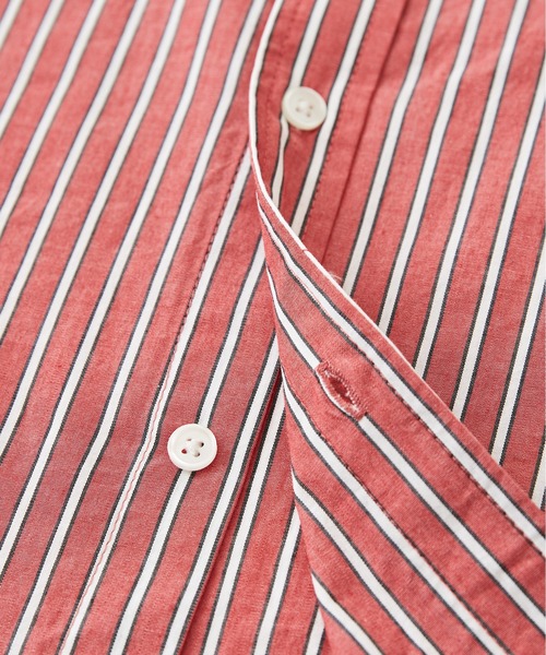 CUBE SUGAR（キューブシュガー）の「OE天竺カットソー×ストライプリメイク風ビッグシャツ（シャツ/ブラウス・レディース・イエロー/レッド/ブルー・M）」の4枚目の写真