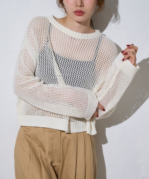 TRIANGLE PALETTE(トライアングルパレット)の「メッシュニットプルオーバー(Tシャツ/カットソー・レディース・ブラック/ホワイト/ピンク・FREE)」の5枚目の写真