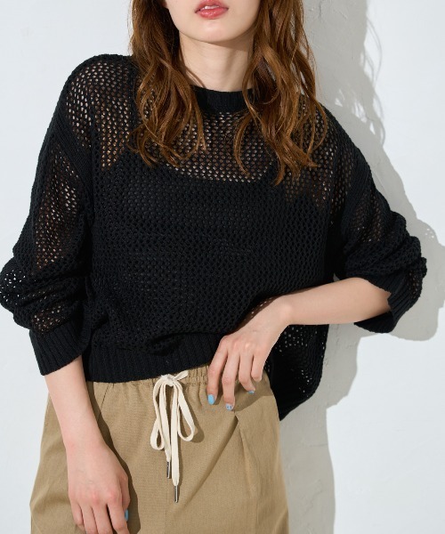 TRIANGLE PALETTE(トライアングルパレット)の「メッシュニットプルオーバー(Tシャツ/カットソー・レディース・ブラック/ホワイト/ピンク・FREE)」の8枚目の写真