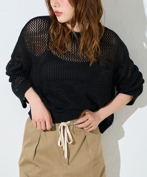 TRIANGLE PALETTE(トライアングルパレット)の「メッシュニットプルオーバー(Tシャツ/カットソー・レディース・ブラック/ホワイト/ピンク・FREE)」の9枚目の写真