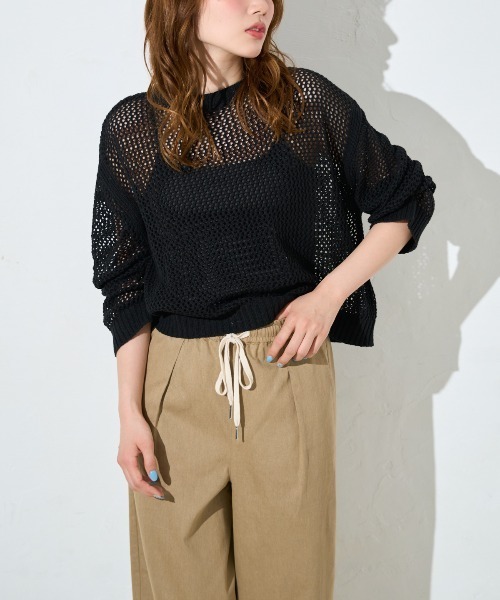 TRIANGLE PALETTE(トライアングルパレット)の「メッシュニットプルオーバー(Tシャツ/カットソー・レディース・ブラック/ホワイト/ピンク・FREE)」の10枚目の写真
