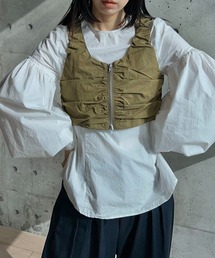 y/m by RIKA | T/Nタフタジップアップギャザービスチェ(ベスト)