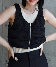 y/m by RIKA | T/Nタフタジップアップギャザービスチェ(ベスト)