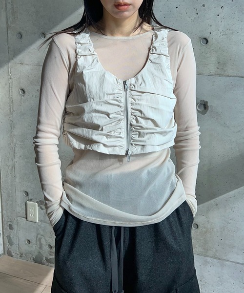 PINUE タフタギャザービスチェ ブラック【新品タグ付き】 スタイルブロック STYLEBLOCK TNタフタZIPアップギャザー