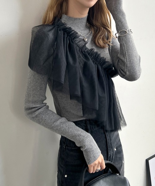 Futier land（フューティアランド）の「マルチWay1段フリルチュールティアードビスチェ（ベスト・レディース・アイボリー/ブラック/グレー・FREE）」の6枚目の写真